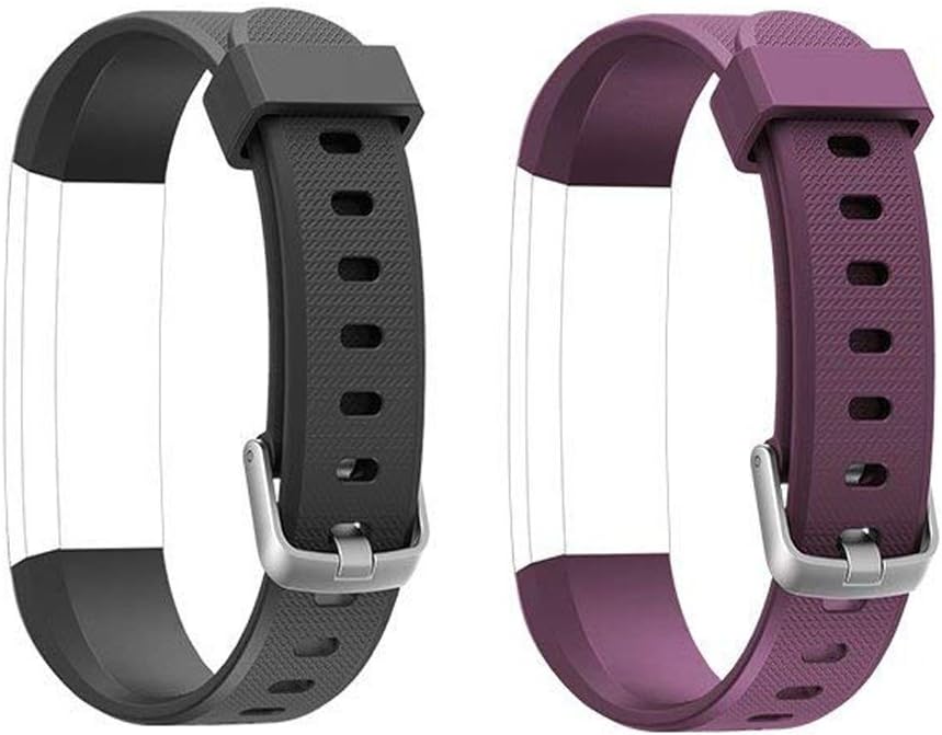 ID 115U Replacement Bands for ID115U ID115U HR Fitness Tracker Length Adjustable Smart Bracelet Replacement Straps for Women Men,2 Pack(Purple,Black) : Electronics