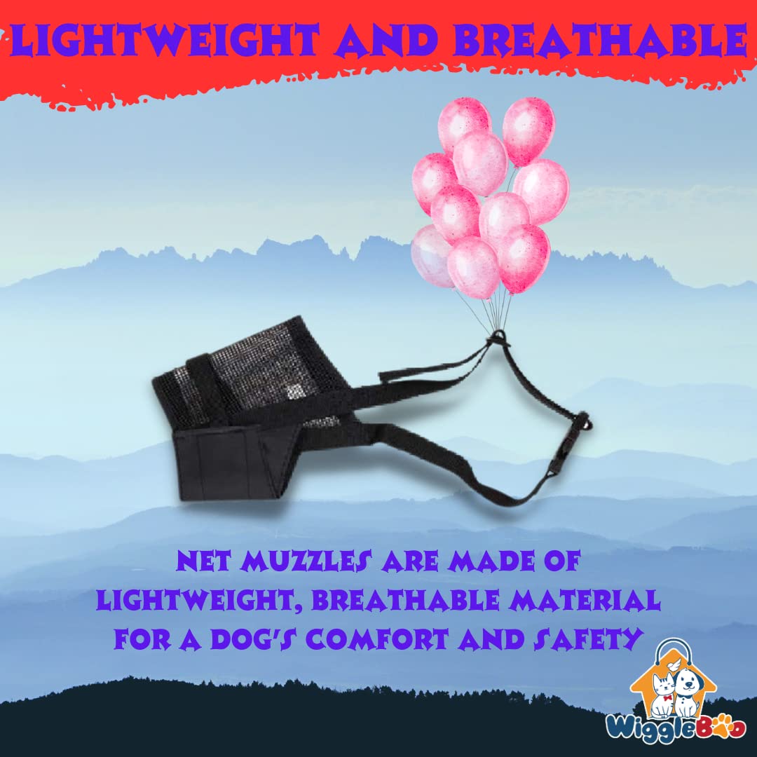 WiggleBoo Dog Net Muzzle|| Comfortable & Secure for Safe Walks & Vet Visits || Adjustable, Breathable, and Lightweight (Extra Small)