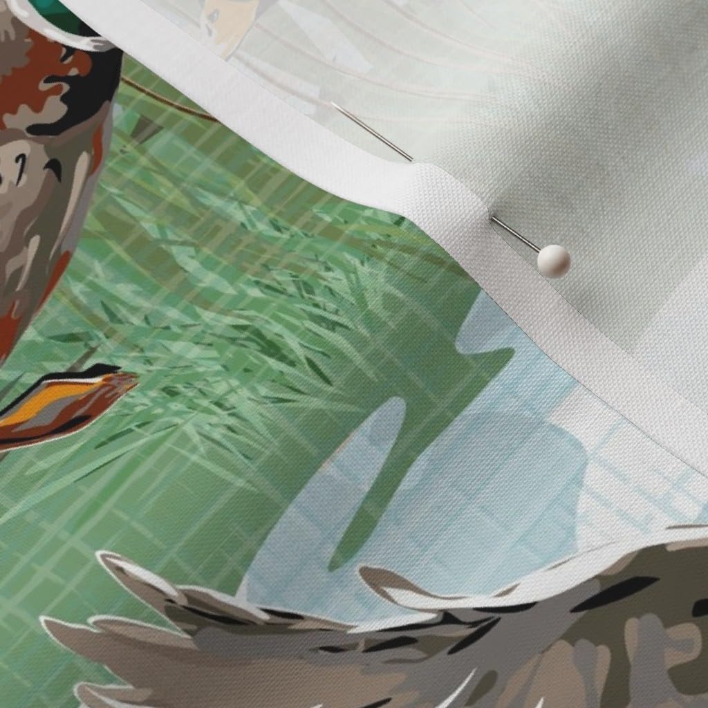 Spoonflower Fabric - Mallard Ducks Flying Mallards Waterfowl Flying Birds Wildlife Bird Printed on Petal Cotton Fabric by The Yard - Sewing Quilting Apparel Crafts Decor