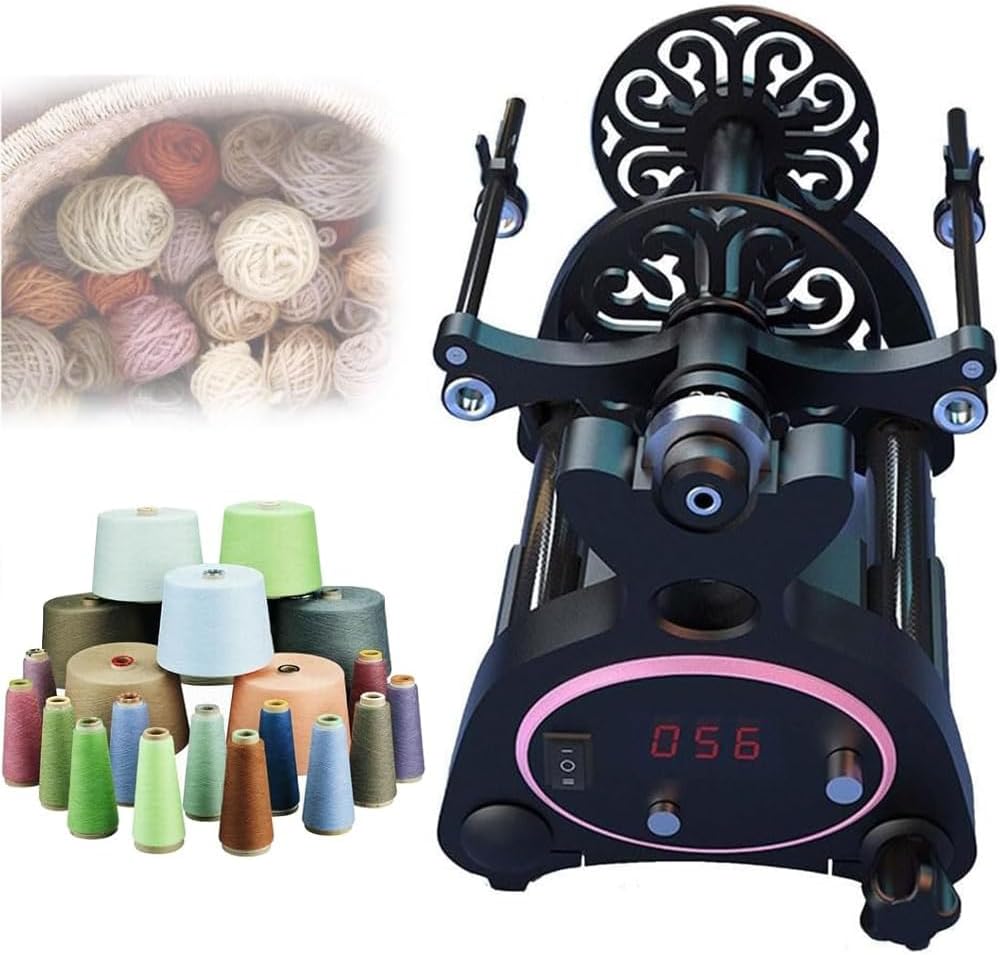 Automatic Yarn Winder, 4 Oz or 8 Oz Electric Spinning Wheel with Digital Display, Stepless Speed Spinning Wheel, Forward and Reverse Switching, for Yarn Weaving