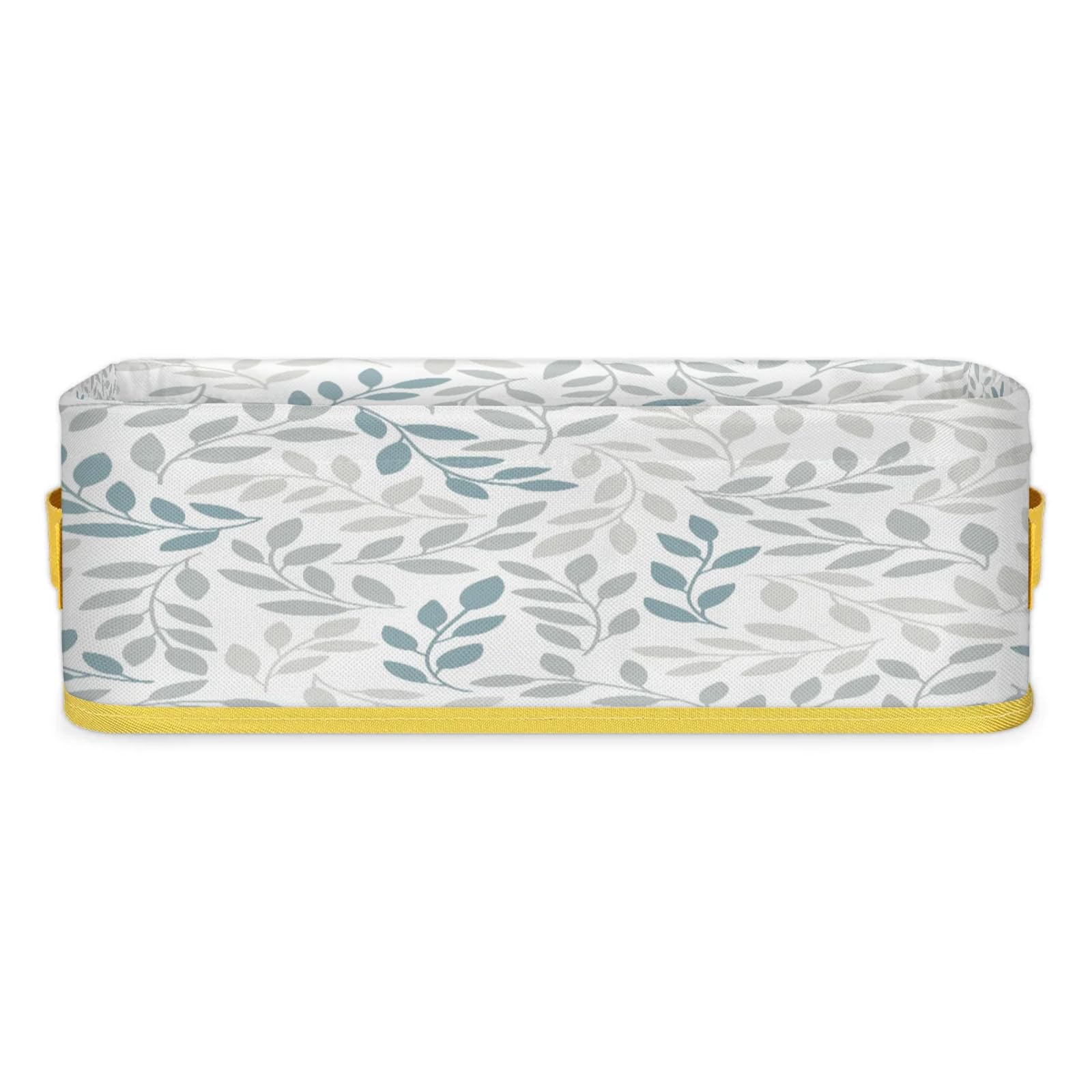 Leaves Pattern Bathroom Storage Basket Waterproof Foldable Storage Bins with Handles Decorative Toilet Paper Storage Basket for Organizing for House Bathroom Toiletries Set of 2