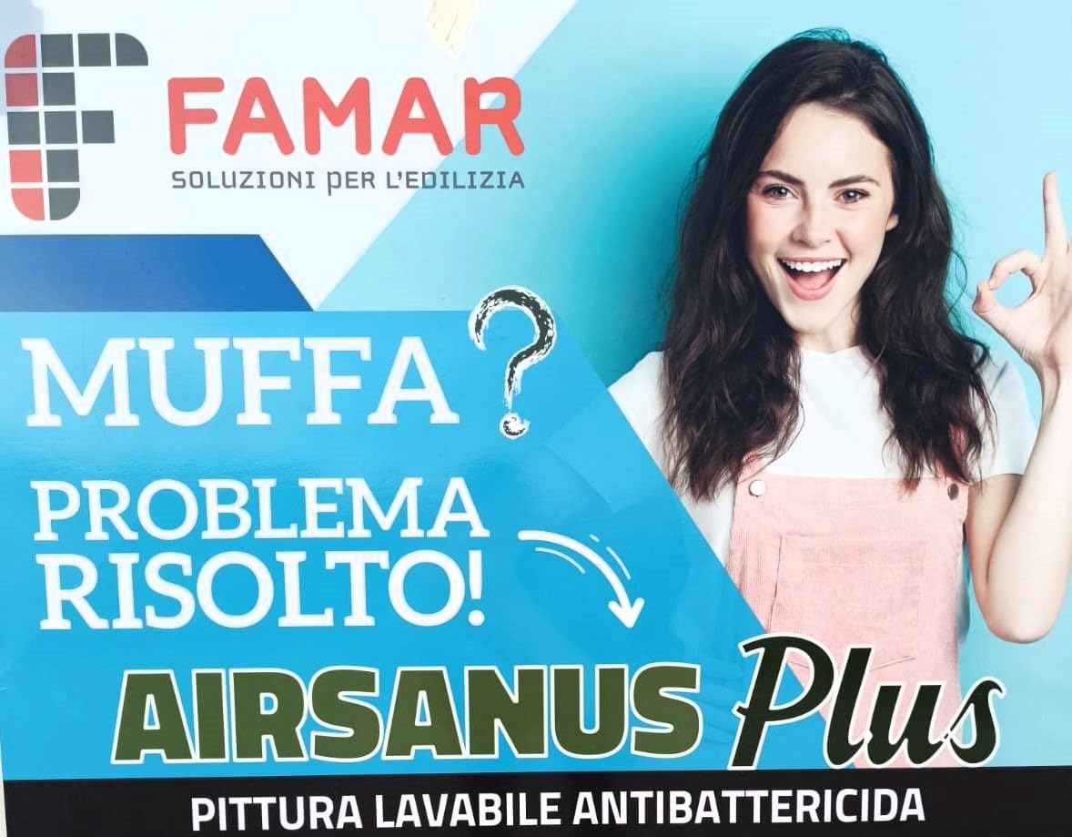 Generico Pittura Famar Airsanus Plus 14l - Vernice lavabile antibattericida antimuffa traspirante opaca resistente ai lavaggi bianco vero igienizzante traspirante