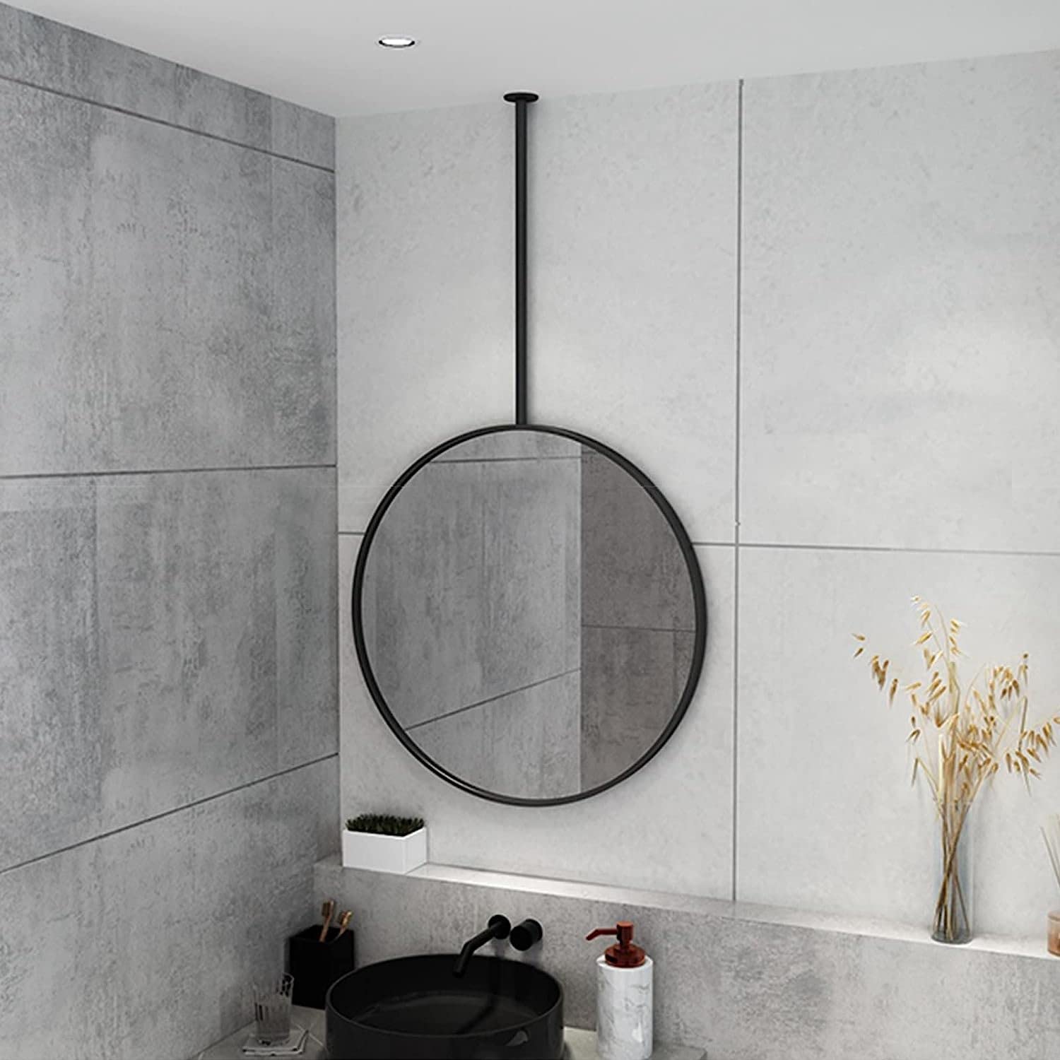 Wiszący pręt Okrągłe lustro Łazienkowe lusterka do golenia Pokój hotelowy Duże lusterka dekoracyjne Sufitowe wiszące lustro do sypialni Vanity Hallway Entryway Toaleta Lustro ścienne (rozmia