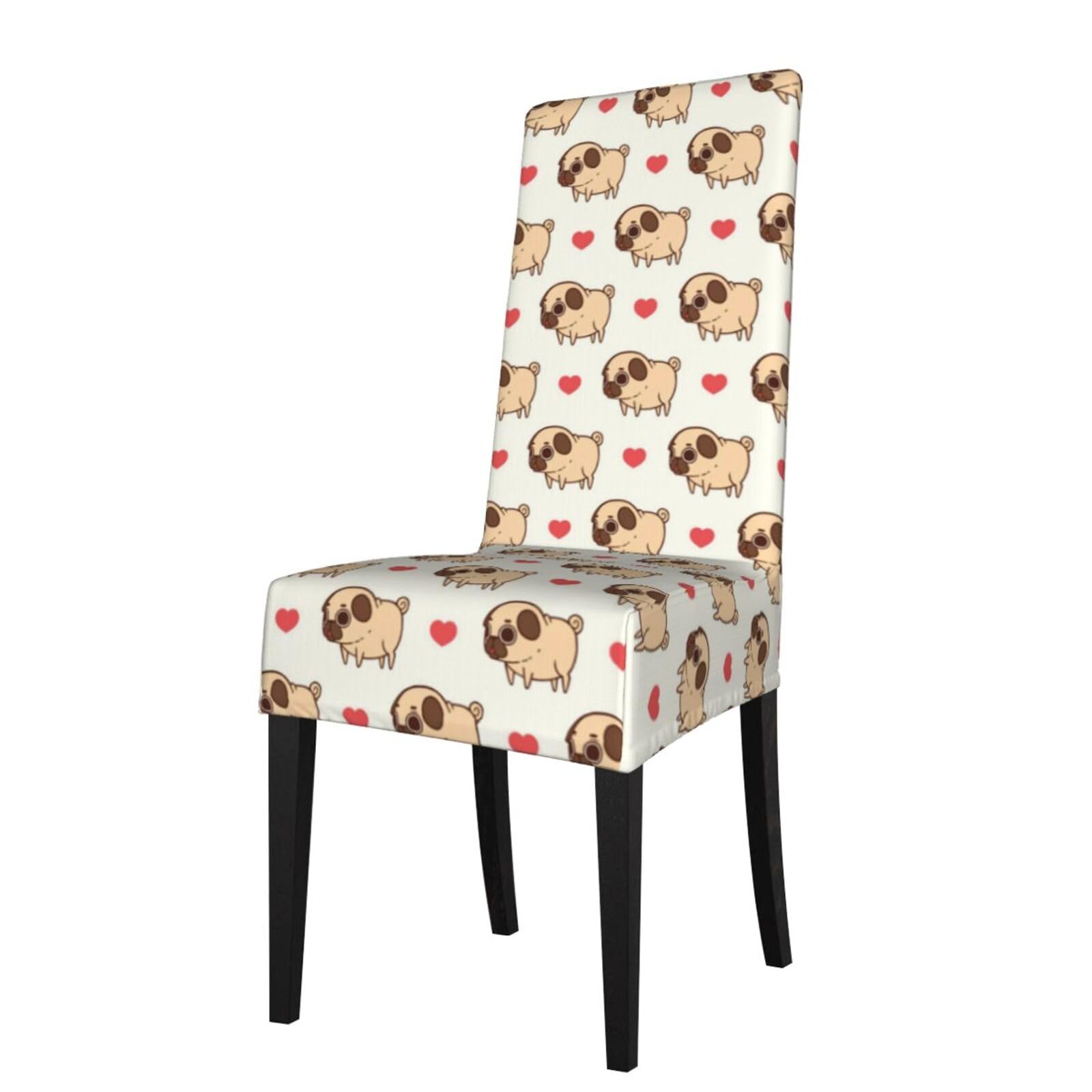Lkymoh As Picture Puglie Pug, Chair Covers Stretch Chair Slipcovers For Dining Room, For Party Pet Protection Universal Fit Soft Polyester