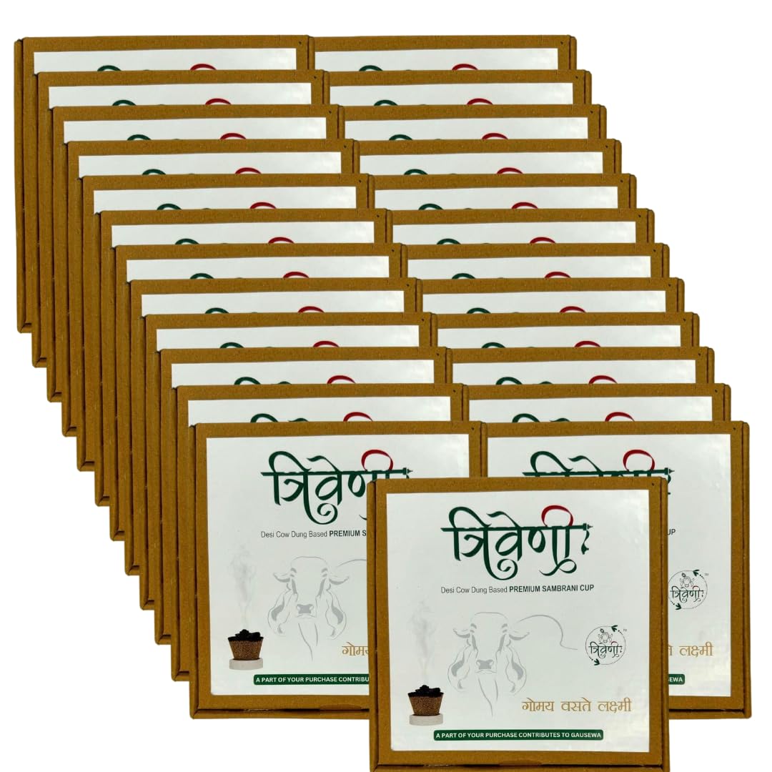 Triveni Organics Gir Cow Dung Sambrani Dhoop Cups for Pooja (Pack of 25 = 300 Cups) | Original Guggal & Loban Filled Sambrani Cup | Filled Sambrani Havan Cup for Pooja, Home, Festivals & Meditation (B0D9YKQ8JS) Amazon Price History, Amazon Price Tracker