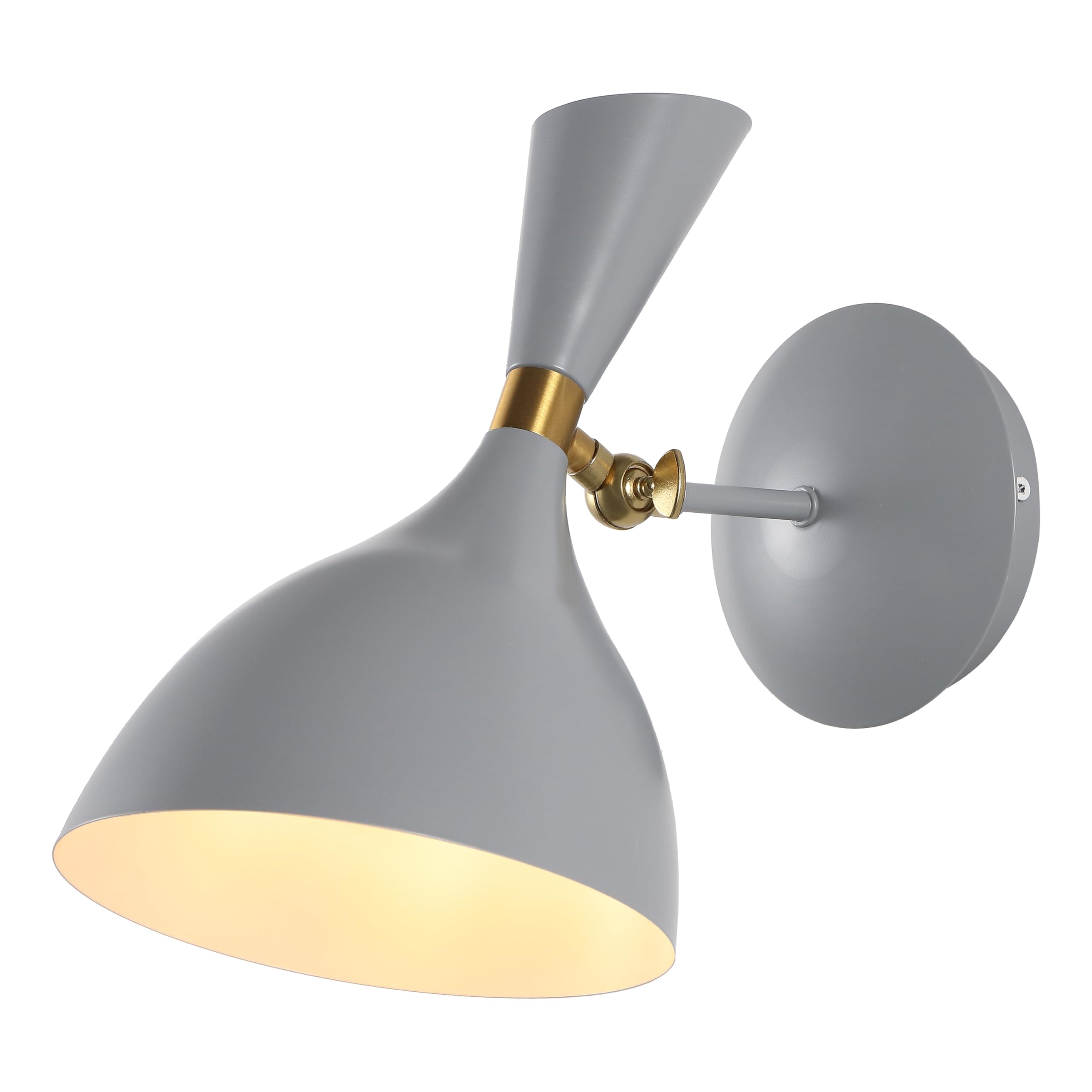 JONATHAN Y Josef 1-Light Wall Sconce Adjustable Metal 7", Gray/Brass Gold