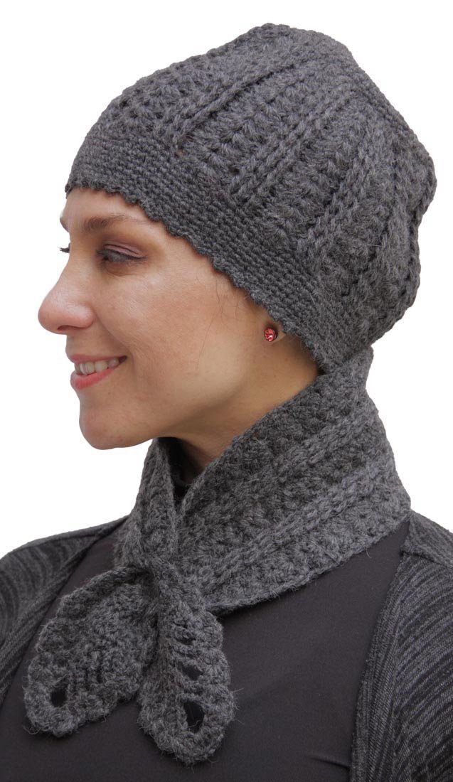 Superfine Alpaca Wool Beanie Hat Cap & Neck Warmer Scarf Crochet Knit Set