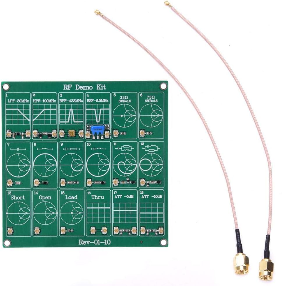 RF Demo Kit Board, NanoVNA RF Test Module, Filter/Attenuator Module with 2 UFL Patch Cord for Learning Vector Network Analyzer, Antenna Analyzer Test Calibration