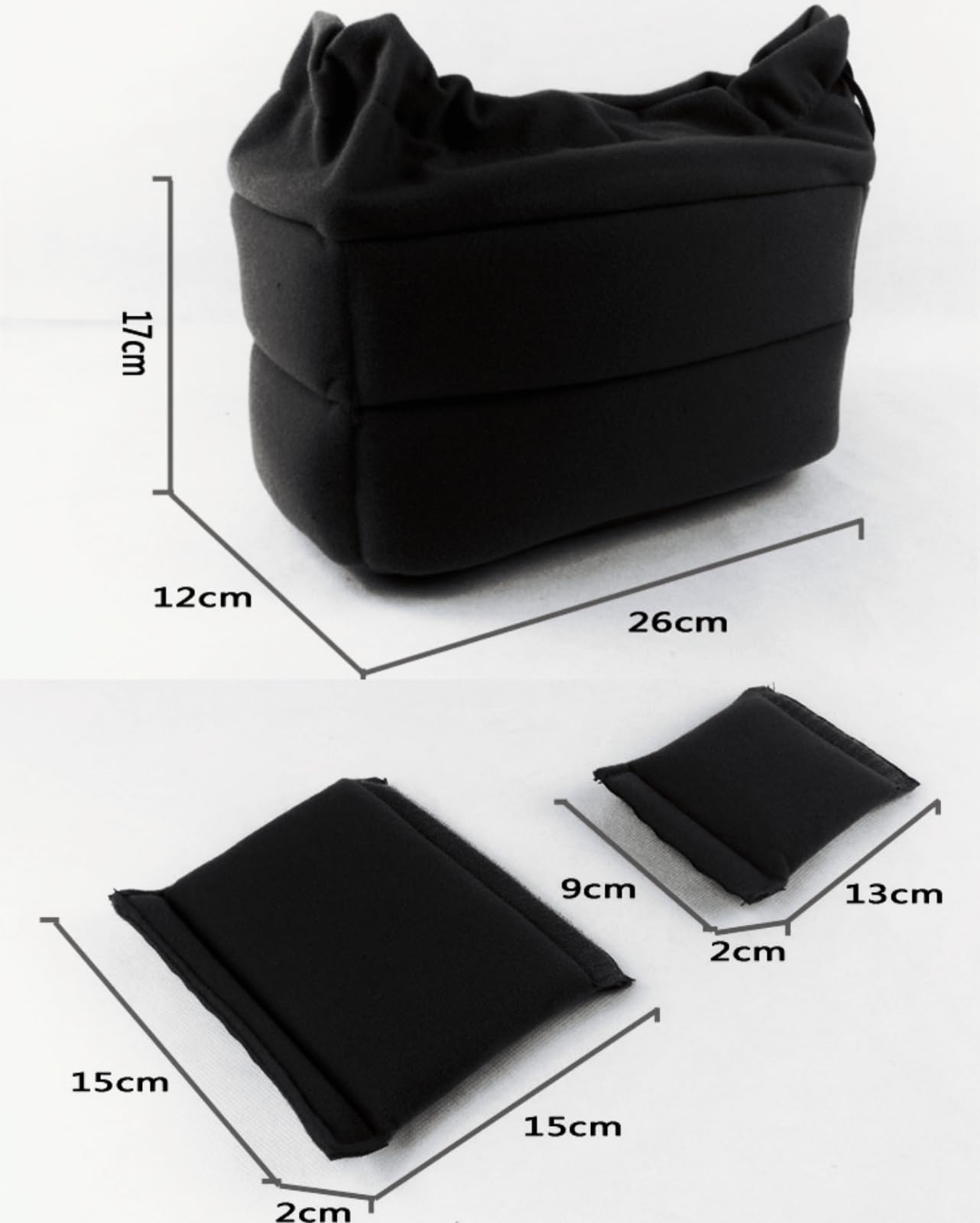 Imbottitura Interna per Fotocamera DSLR/CSC, Inserto Custodia Protettiva in Nylon o Morbido Velluto con Divisori Regolabili per Zaino e Borsa (Nero-08)