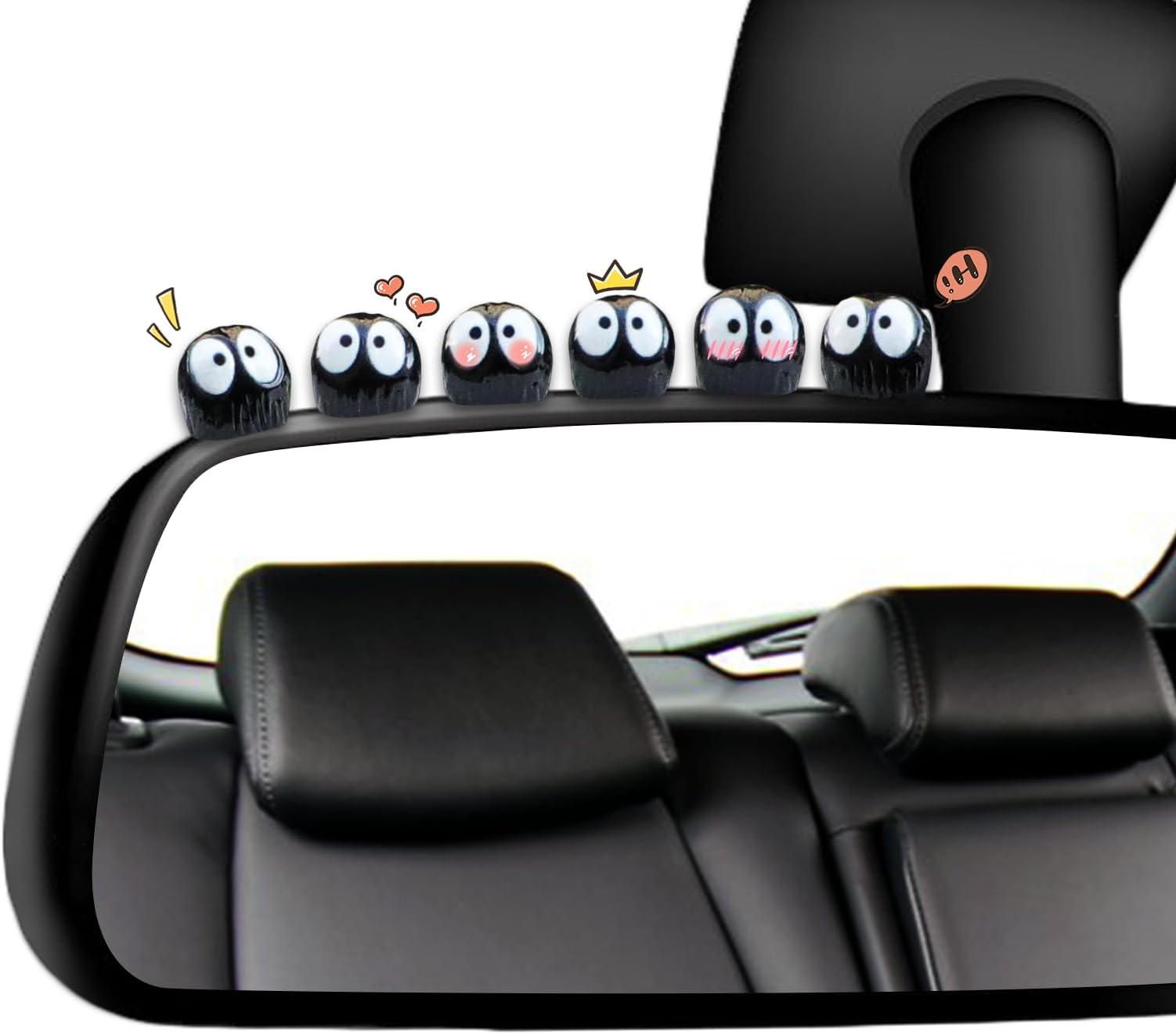 RAPUDA Cute Soot Sprites,35 Pcs Automotive Interior Decoration Accessories for Car Rearview Mirror and Dashboard,Cute Anime Decor for Home Garden Office,Funny Ornament Gifts(Black)