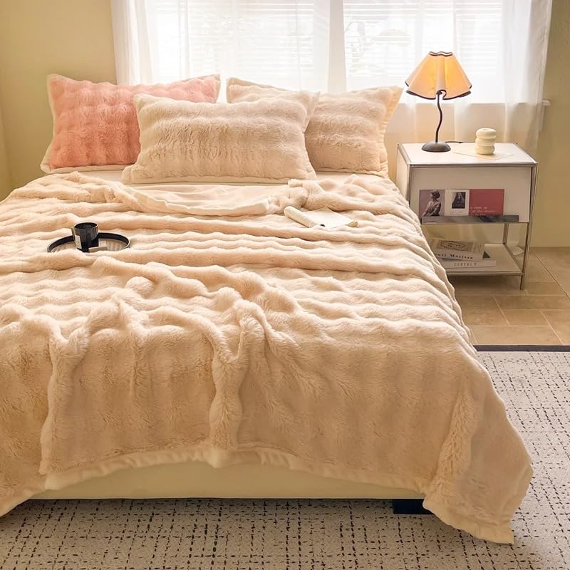 Genérico Manta Pelo Largo Suave - Manta Peluda Extra Gruesa Grande Mullida Sintetico para Cama Invierno Sofa, 150 x 200 cm Marrón
