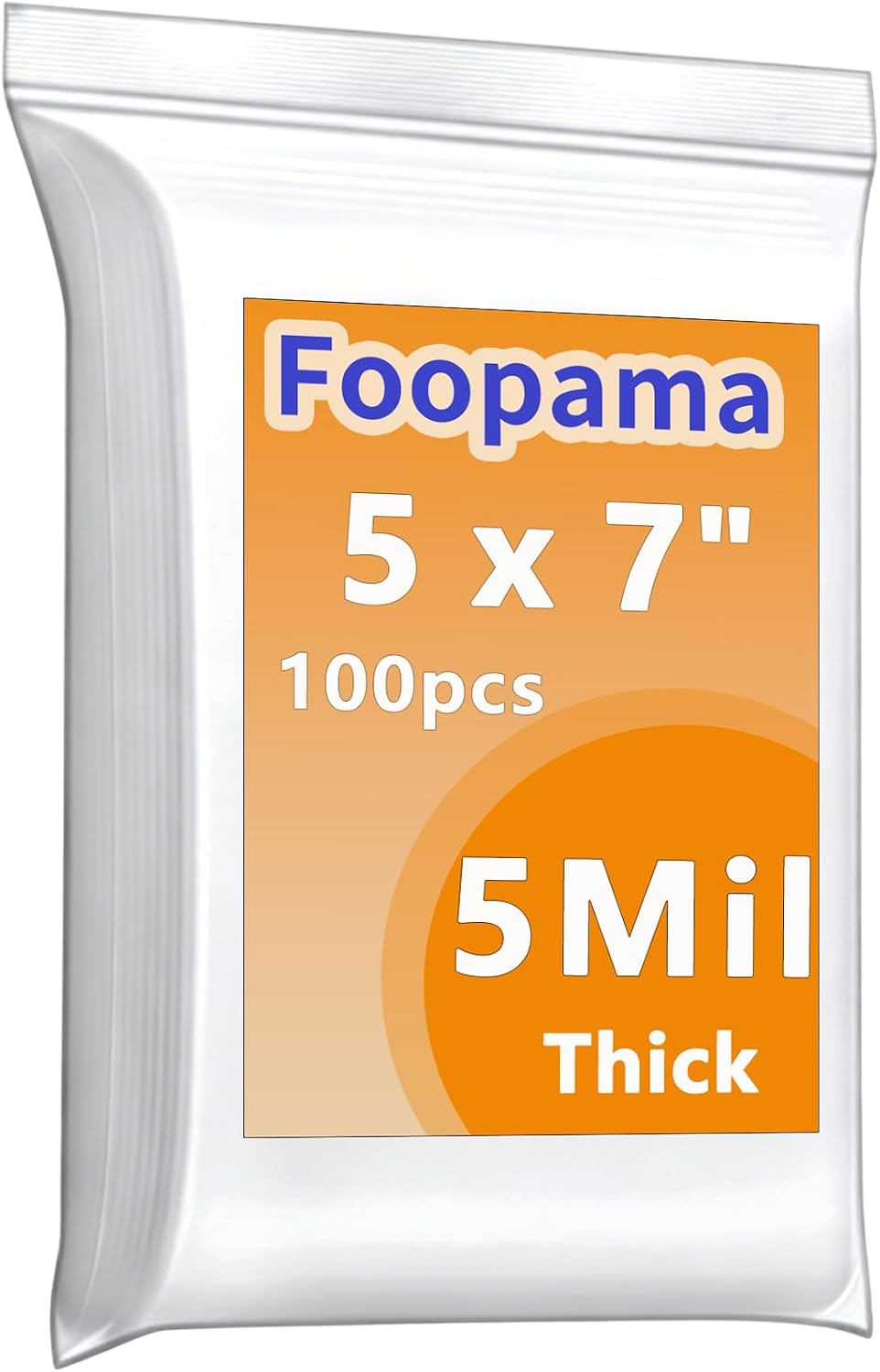 100 PCS 5" x 7" Thick 5 Mil Clear Zip Poly Lock Plastic Bags Seal Reclosable Zip Bag Heavy-Duty Photo Cards Envelopes Snacks Seeds Zipper Bags