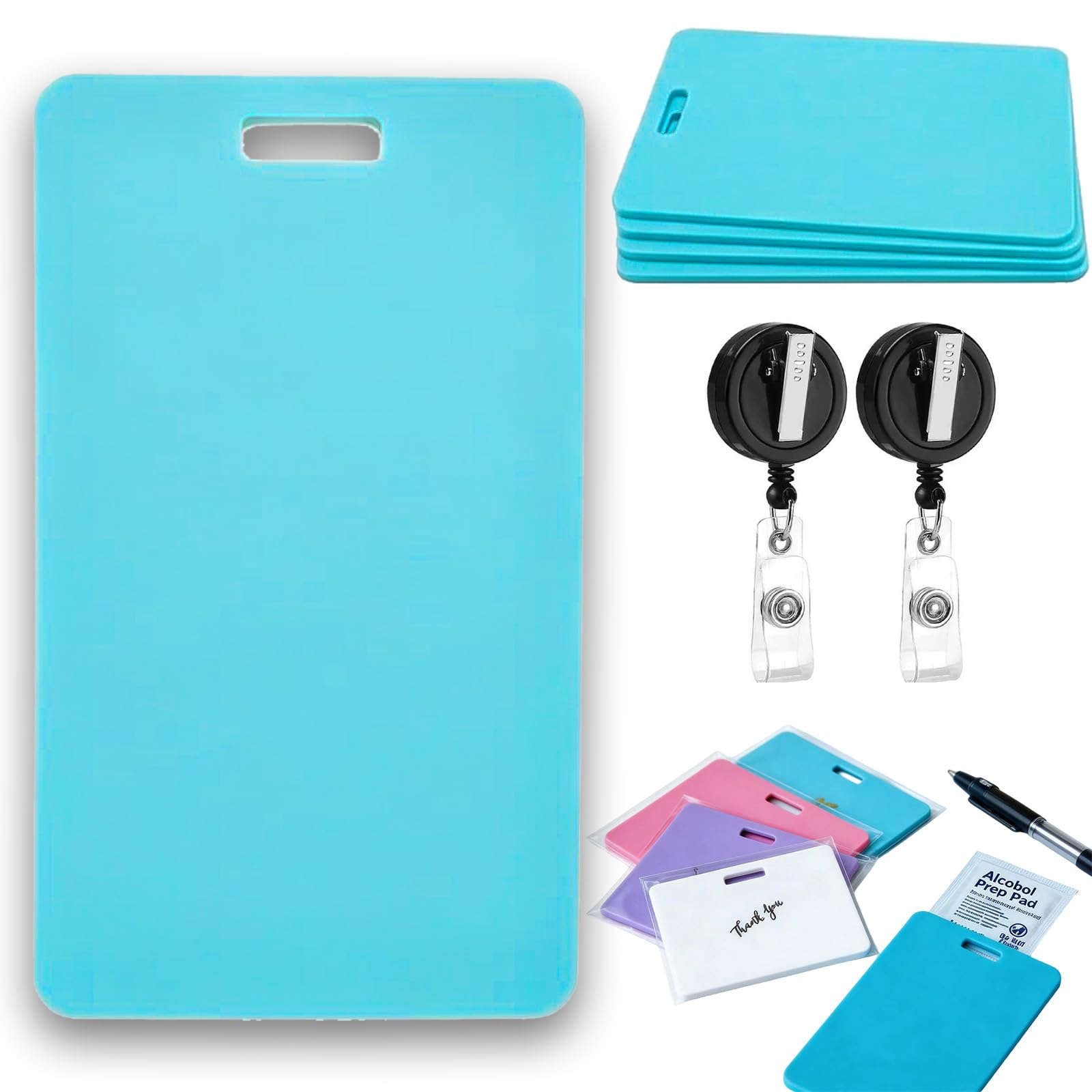 Erasable Badge Note, Portable Vertical Erasable Notepad Badge, Reusable Silicone Pocket Notebook, Dual-Sided Writable, Ballpoint Pen Write & Alcohol Erasure, for Nurses Teachers (4Pcs-B,Vertical)