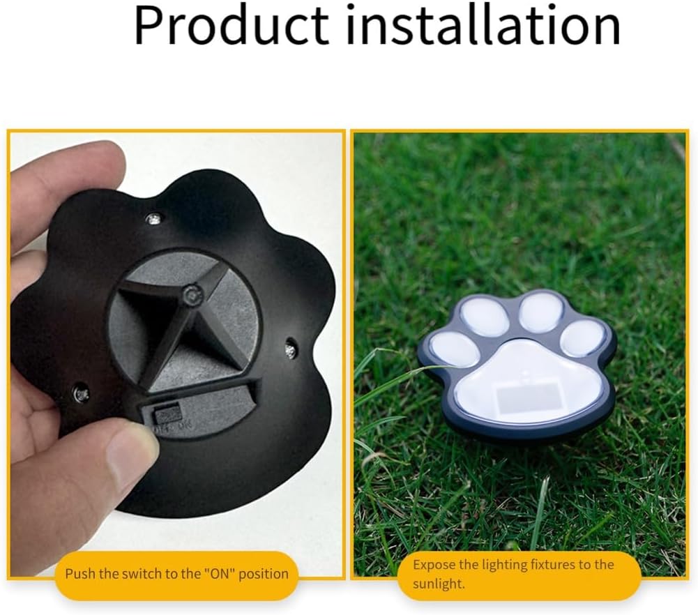 Solar Dog Paw Lights 360° LED Floor Lamp Waterproof with On/Off Switch Decorative Outdoor Lighting for Garden Yard Driveway Patio Lawn Walkway Flower Bed (4 PCS White)