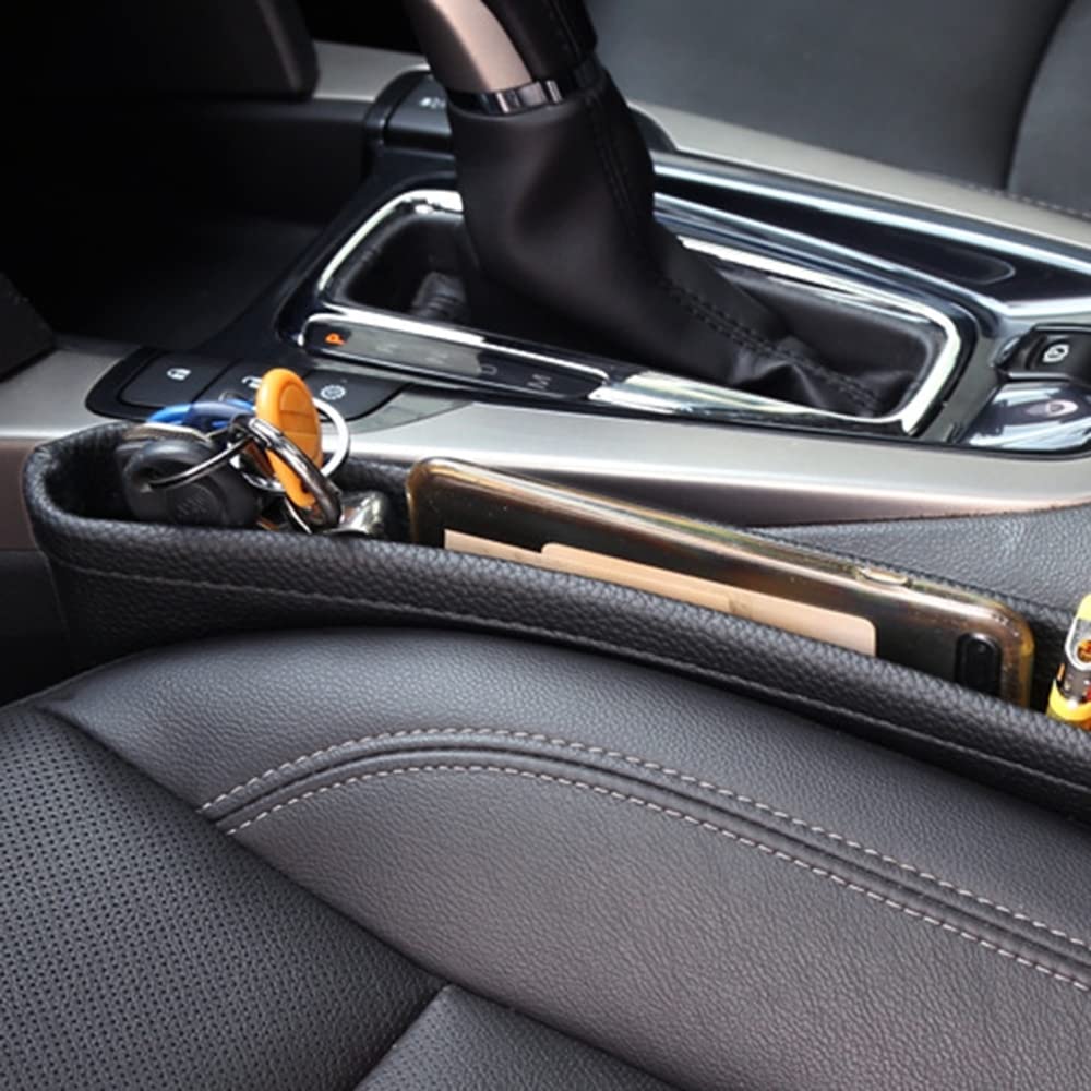 DONGKER Aufbewahrungsbox für Autositze, 2 Stück PU-Leder Car Seat Gap Filler, Vorder-Autositz Lückenfüller für Die Meisten Modelle von Autos, 36x11,5 cm