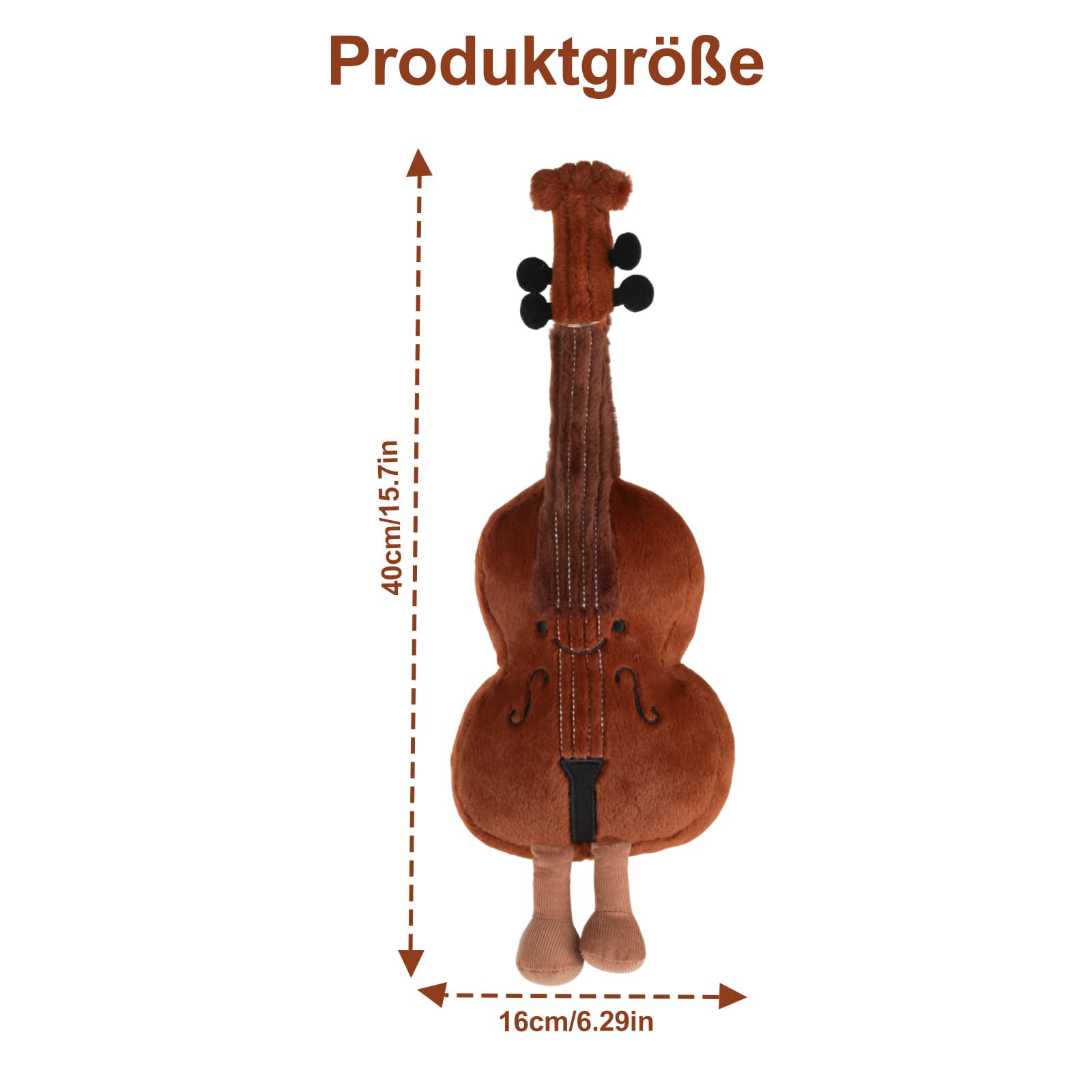 Süße Gitarre Stofftier - Gitarren-Plüschpuppe mit Musikelementen, Hautfreundliche Stoffe, weicher Komfort, musikalisches Dekorationskissen, Musikinstrumente Puppen Violine - 2
