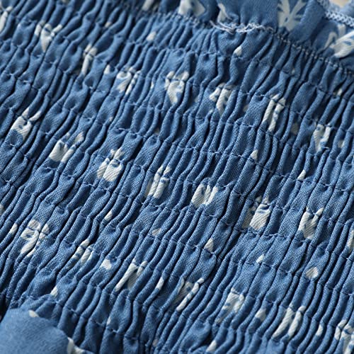 Jeelligular Toddler Dress Ruffle Sleeveless Button Down Denim Dress For Toddler Girl Dress Summer Beach Casual A-Line Sundress (5T-6T,Denim+Bow Kont Printing) #TOP5