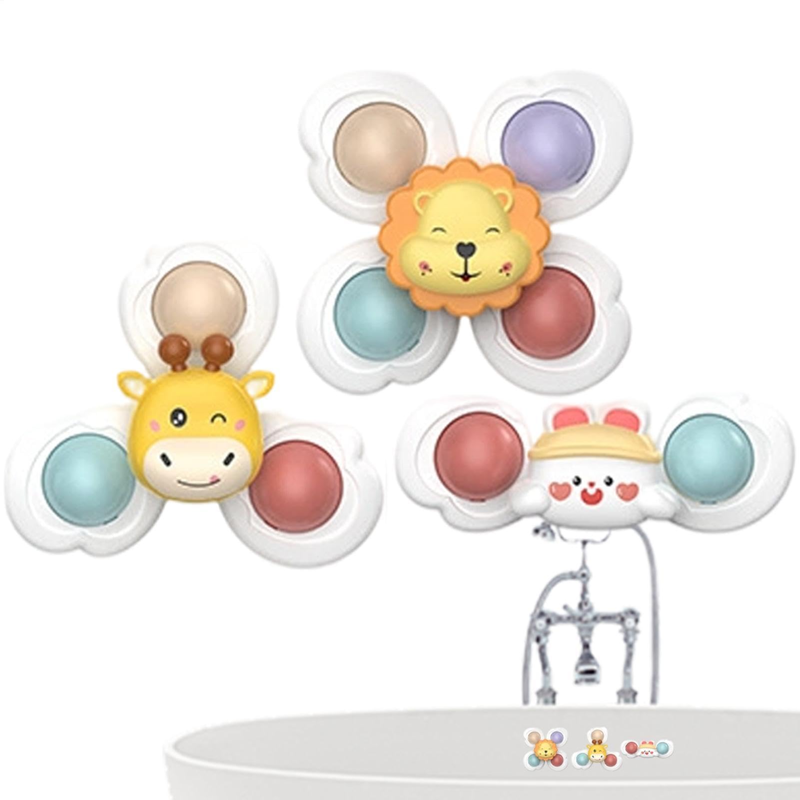 Suction Cup Spinner - Toys | 3 Pcs Sensory Bath Toy | Easter Basket Stuffing, Early Education Bathtub Toy Dining Chairs Birthday Boy Girl For Table Airplane Travel