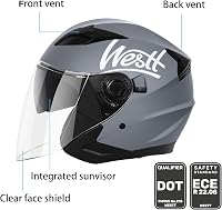Westt Jet Bukósisak Dupla Napellenzővel - M méret Motorkerékpár, Robogó, Chopper Félnyitott Sisak ECE DOT Tanúsítvánnyal 2