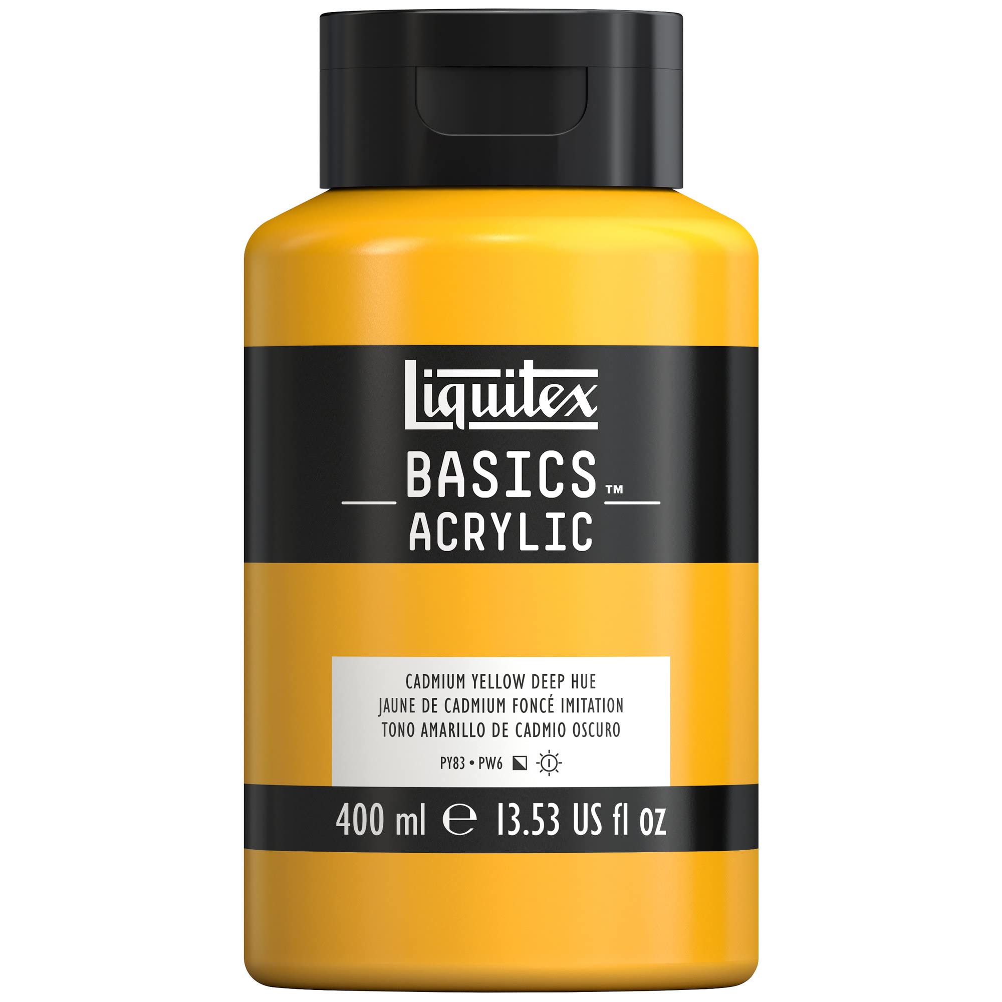 LIQUITEX Basics Acrylic Paint, Cadmium Yellow Deep Hue, 400 ml Bottle