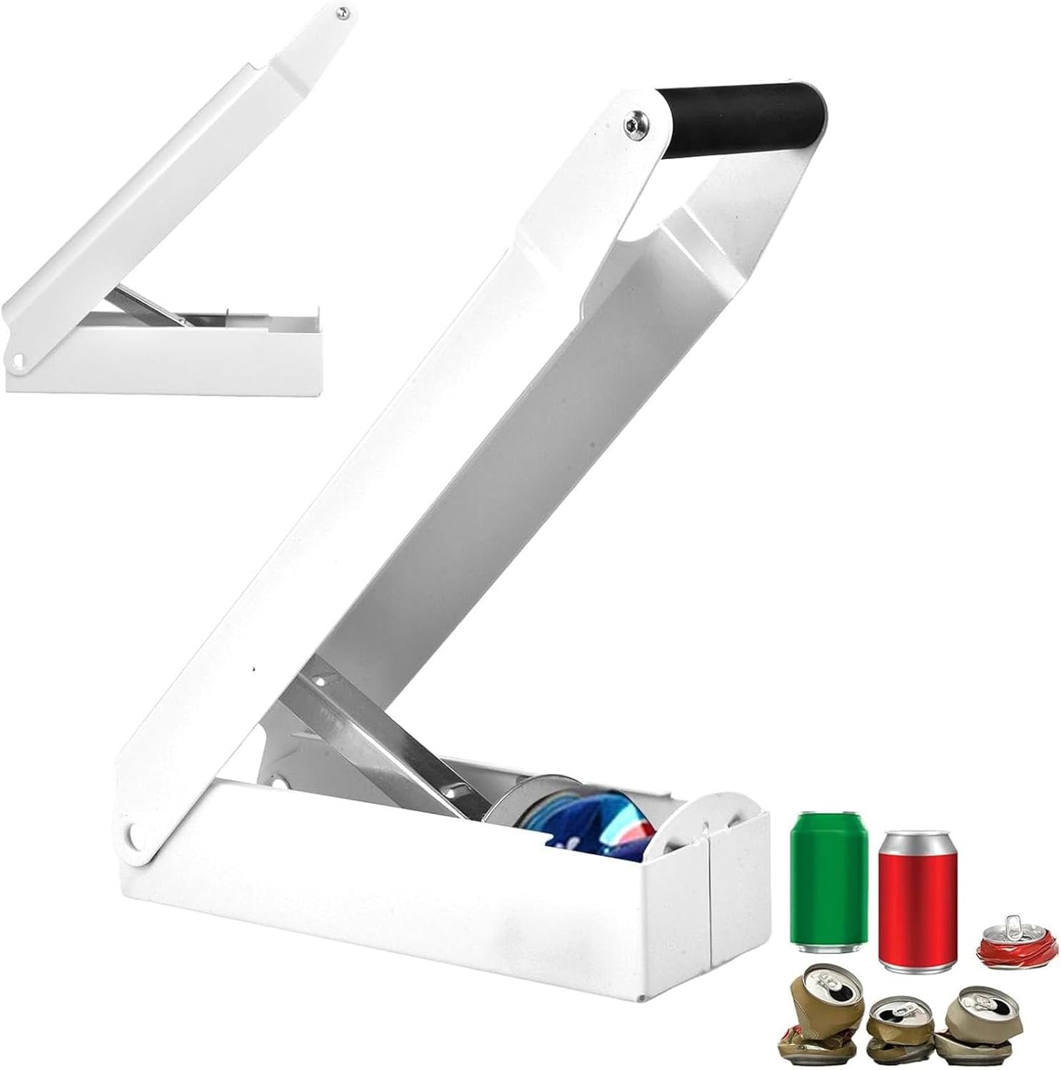 ERICAT Aluminum Can Smasher, 16OZ Wall Mounted Can Smasher, Metal Can Crusher with Anti-Slip Handle, 2.5 Liter Tanker and Effortless Crushing, Space and Time Saver, Ideal for The Environment