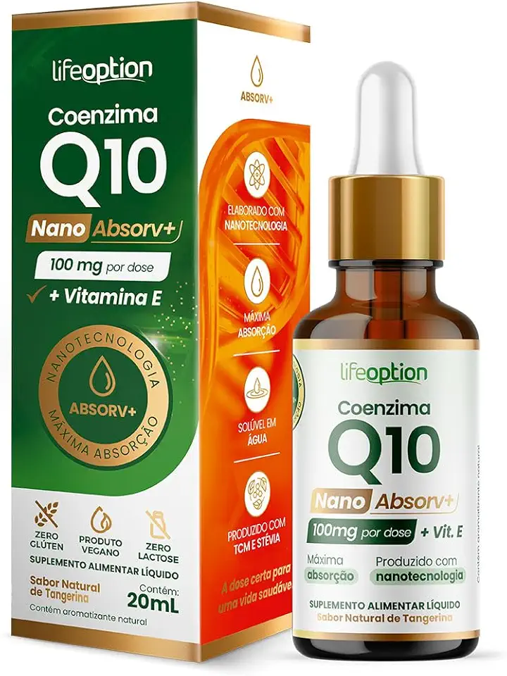 Coenzima Q10 Nano Absorv+ | Suplemento Líquido Sublingual | Absorção 10x mais eficiente