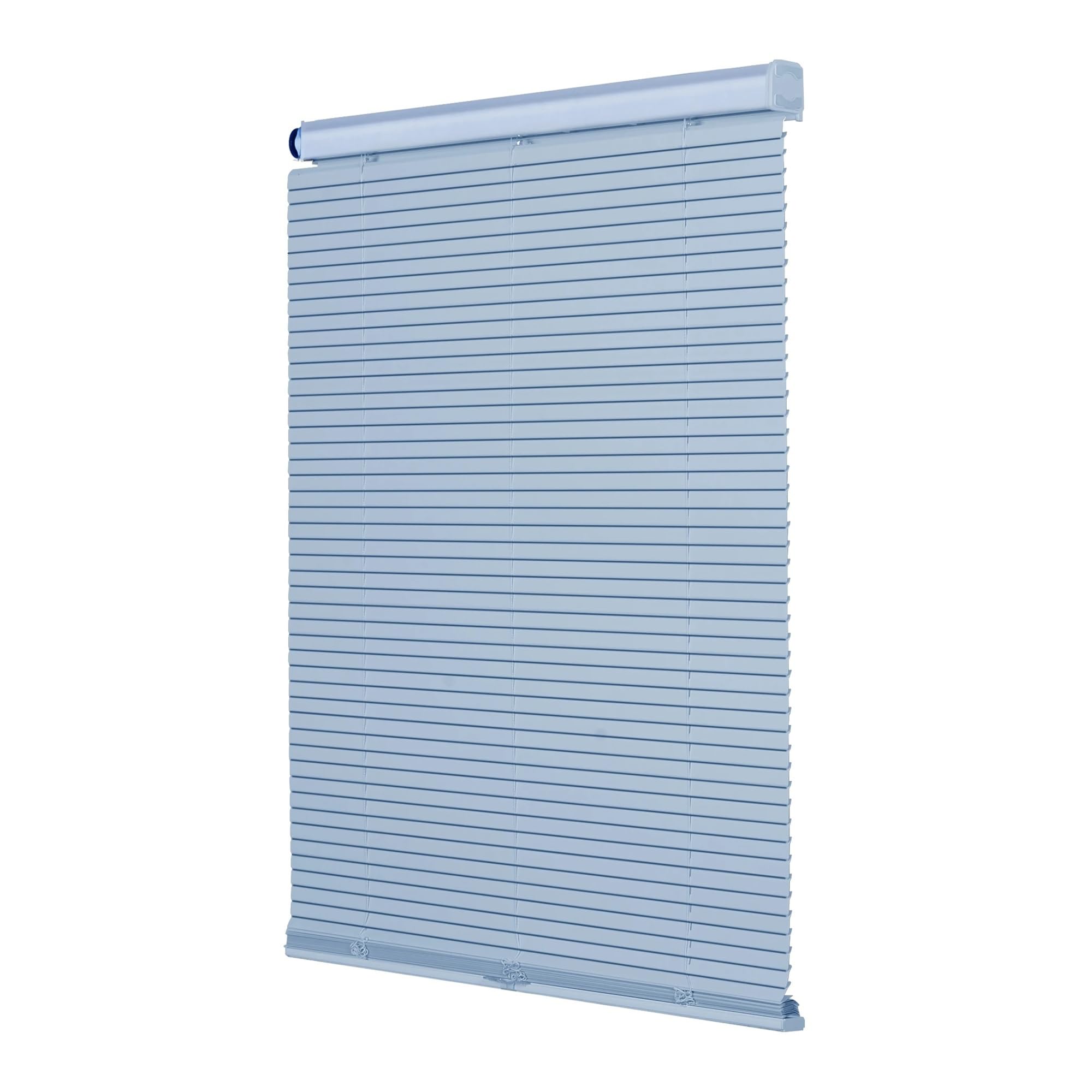 No Drill Blind Cordless Mini Window Blinds No Drill Room Darkening Blind Light Filtering Aluminum Horizontal Blinds Shades(Blue,27"W x 48"L)