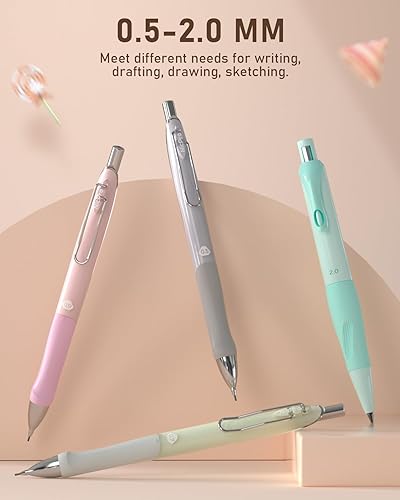 Miniatura 2 de Nicpro Juego de 31 lápices mecánicos pastel en estuche, bonitos lápices mecánicos de 0.5, 0.7, 0.035 in y 0.079 in con 15 tubos (colores HB 2B),