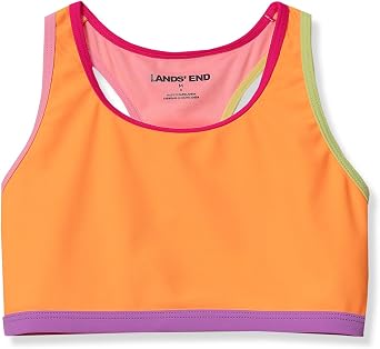 Lands End Girls Chlorine Resistant Contrast Racer Back Bikini Top