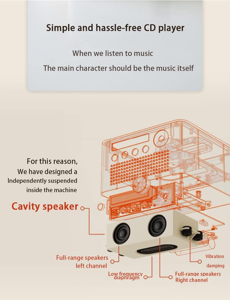 syitren r200 cd player retro design pixel screen bluetooth speaker retro white