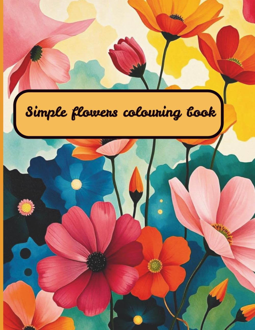 (Simple flowers colouring book)