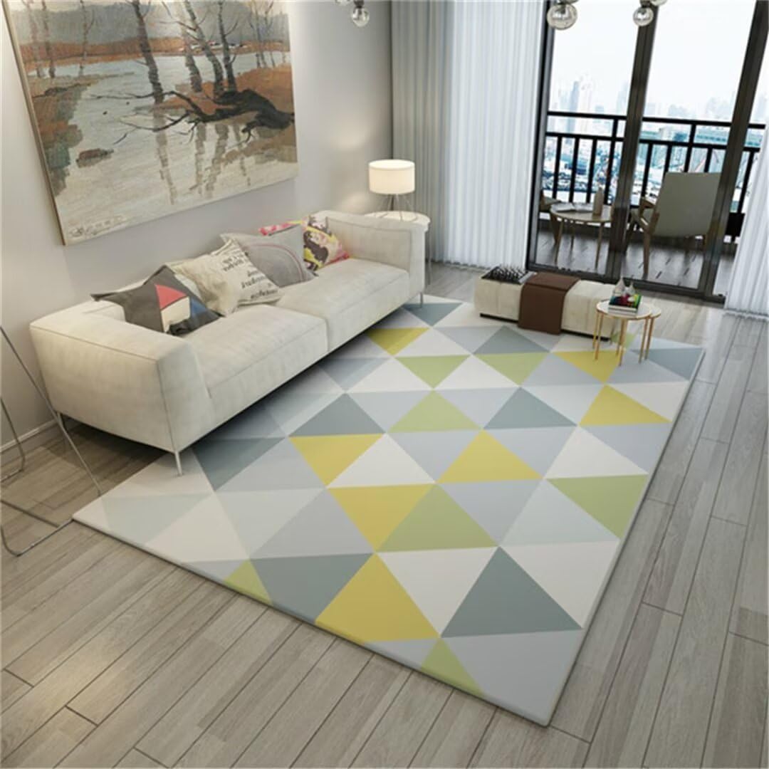 Tapis chambre fille haut de gamme sur mesure en velours cristal jaune 180x250cm