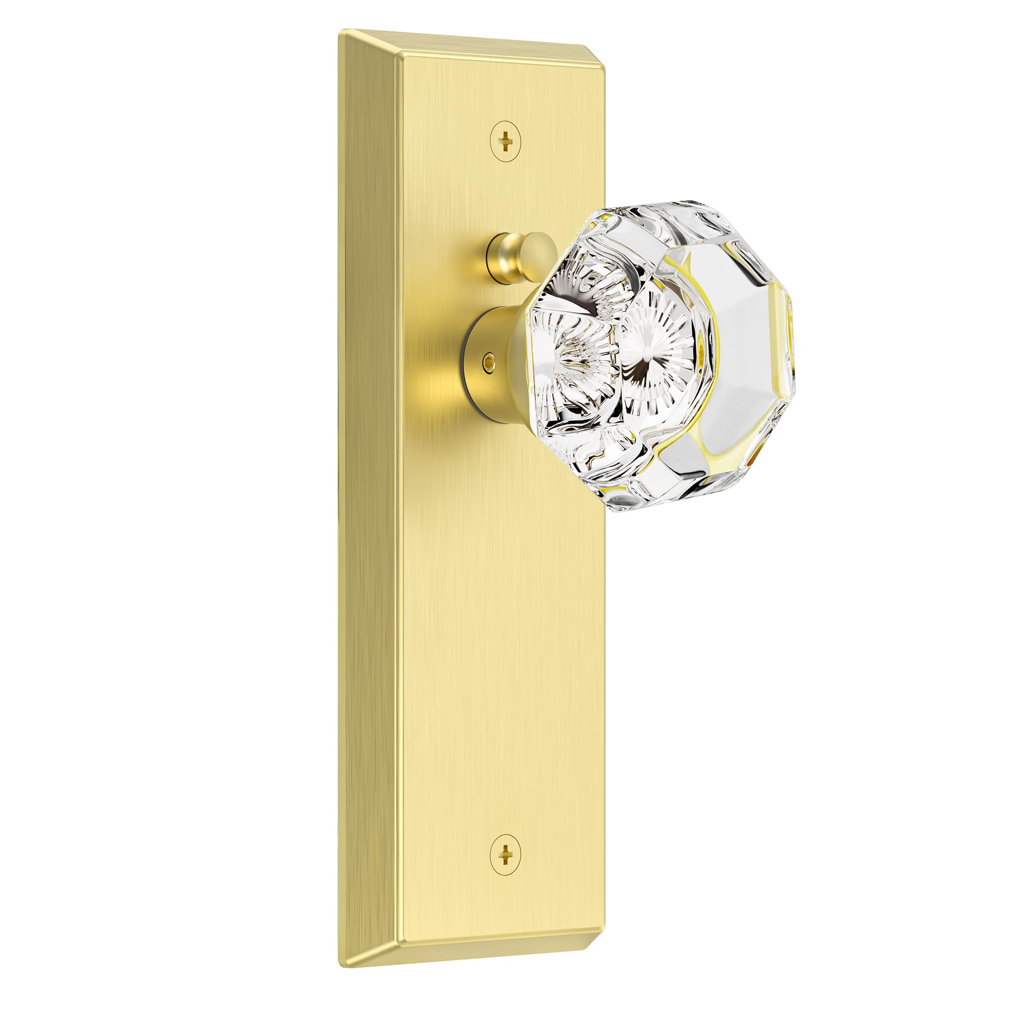 Photo 1 of ***FACTORY SEALED - OPENED FOR INSPECTION*** CEYMIO Glass Door Knobs for Interior Doors - Vintage Crystal Privacy Bedroom & Bathroom Door Knob with Lock - Diamond Cut Door Handle - Brushed Gold Finish (1 Pack)