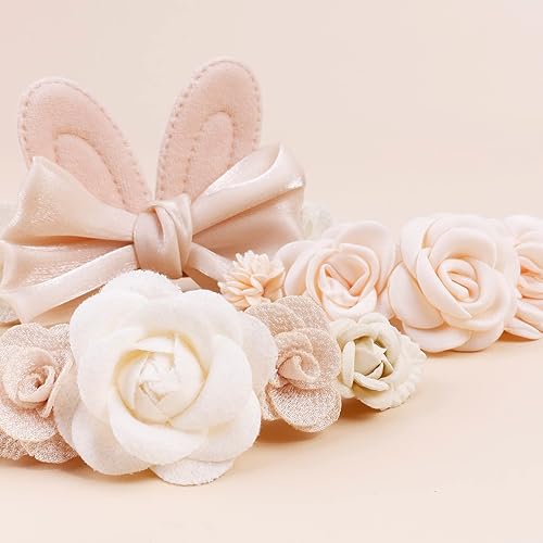 Miniatura 3 de Diademas elásticas de flores de nailon para bebé, 3 piezas, accesorios para el cabello, regalo para bebés recién nacidos (TU-HDJ-3PCS)