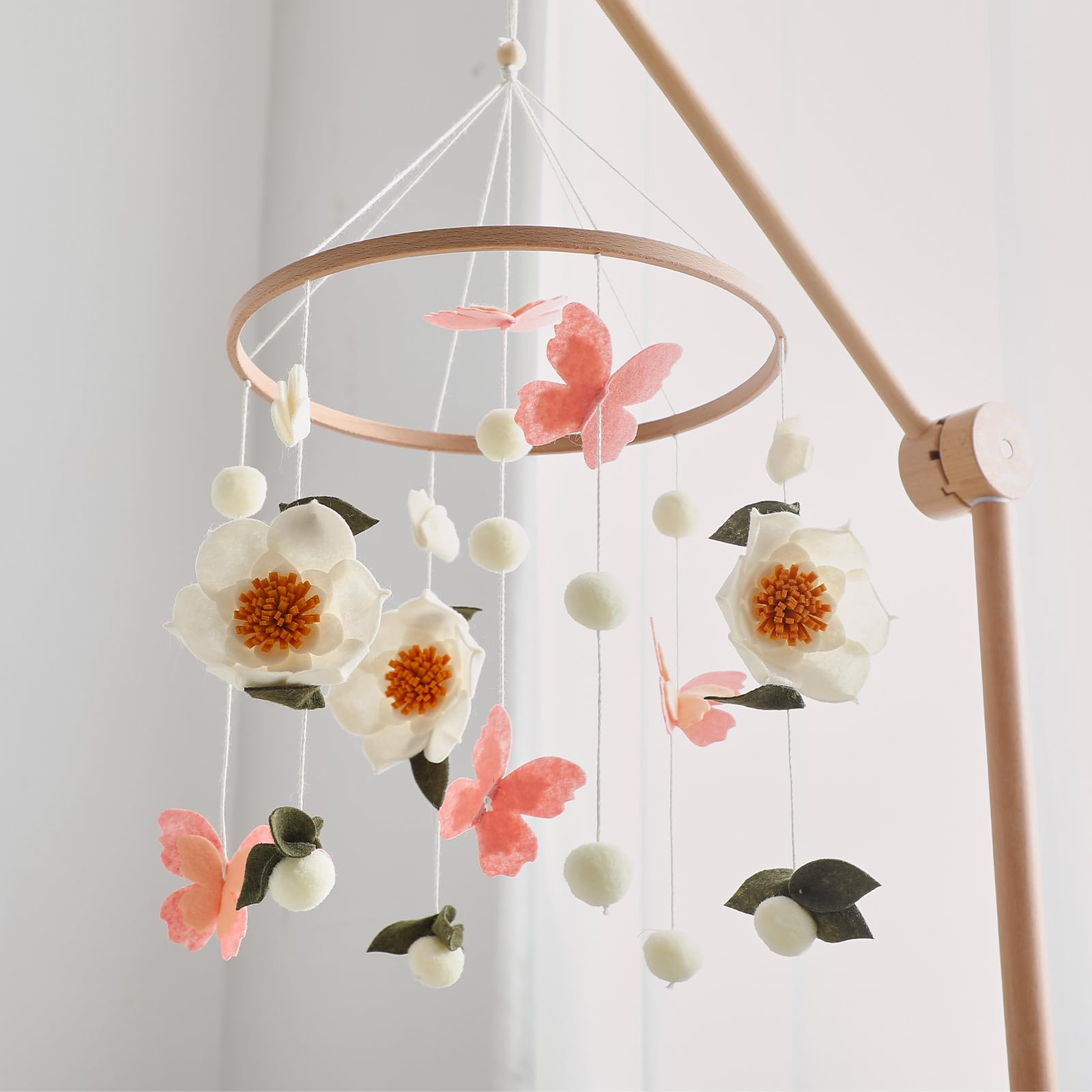 Giostrina per culla per bambini e bambine, mobile floreale per culla, decorazione per cameretta dei bambini, giocattolo da appendere alla culla per neonati