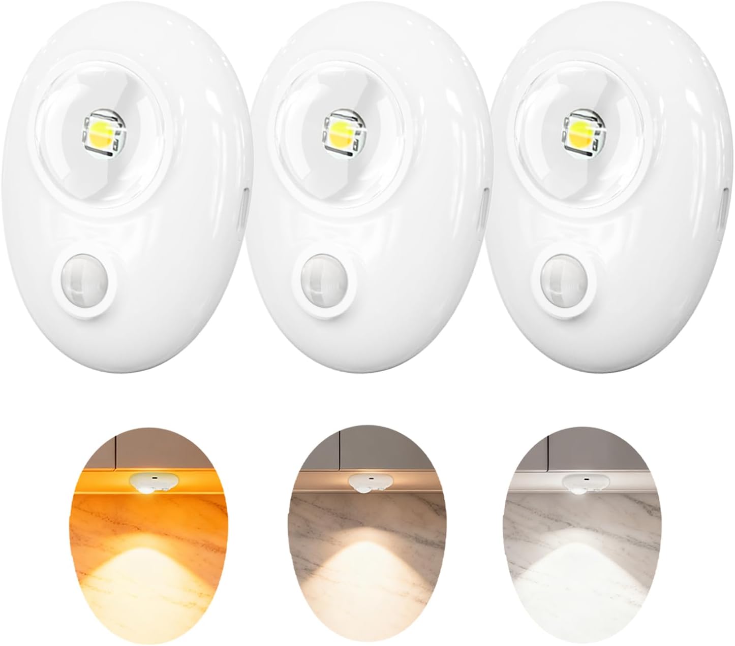 LED 500mAh Rechargeable Battery Puck Lights,Smart Sensor Night Light,3 Color Tap Lights,Wireless Closet Light,Under Cabinet Lighting,Magnetic Sitck On Lights for Kitchen,Closet,Pantry,Shelves(6 Pack)