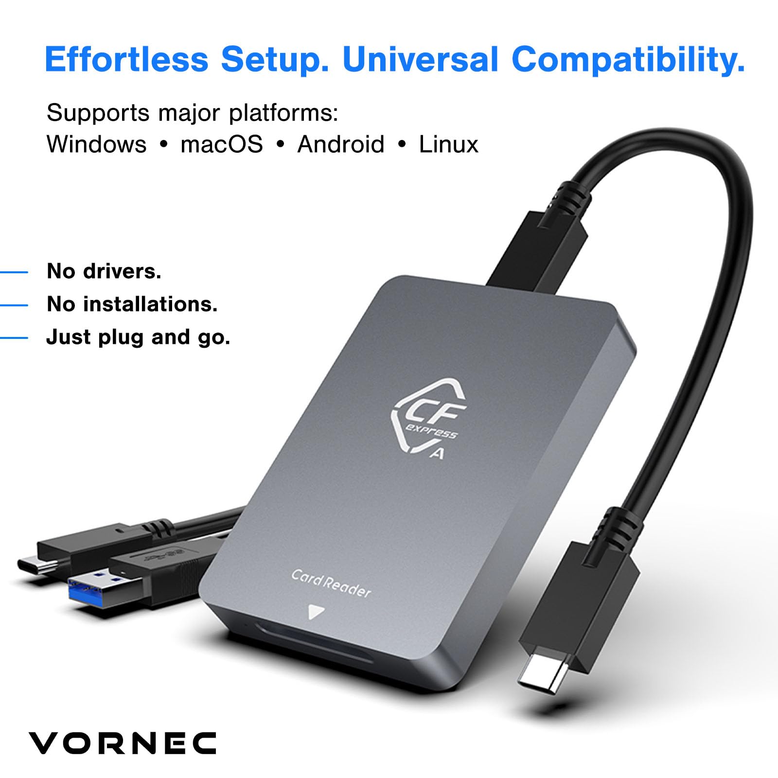 CFexpress Typ A Kartenleser, 10Gbps Typ A CFexpress Kartenleser Adapter USB C auf USB C/USB A Speicherkartenleser mit USB 3.1 Gen2 Übertragungsgeschwindigkeit, kompatibel mit Windows/Mac/Linux