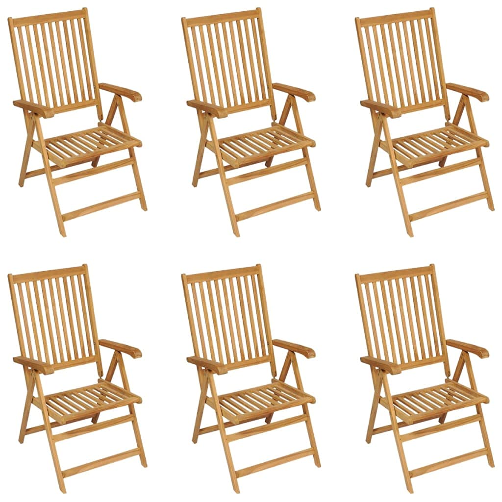 Set di mobili da giardino in teak, 180 x 90 cm, sedie pieghevoli con schienale regolabile in 7 posizioni, robusto set da pranzo per giardino, terrazza e piccolo balcone