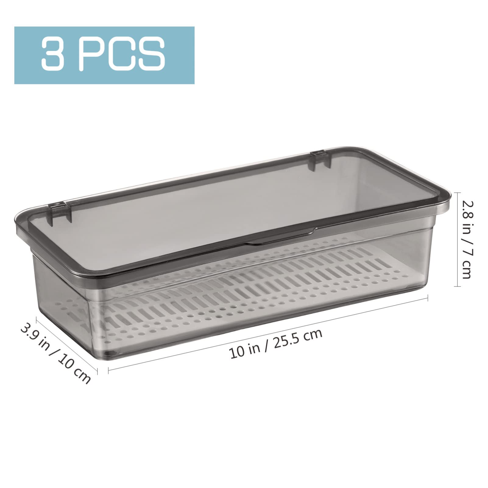 DOITOOL Lot de 3 plateaux à couverts avec couvercle pour couverts de cuisine et tiroir à ustensiles (noir)