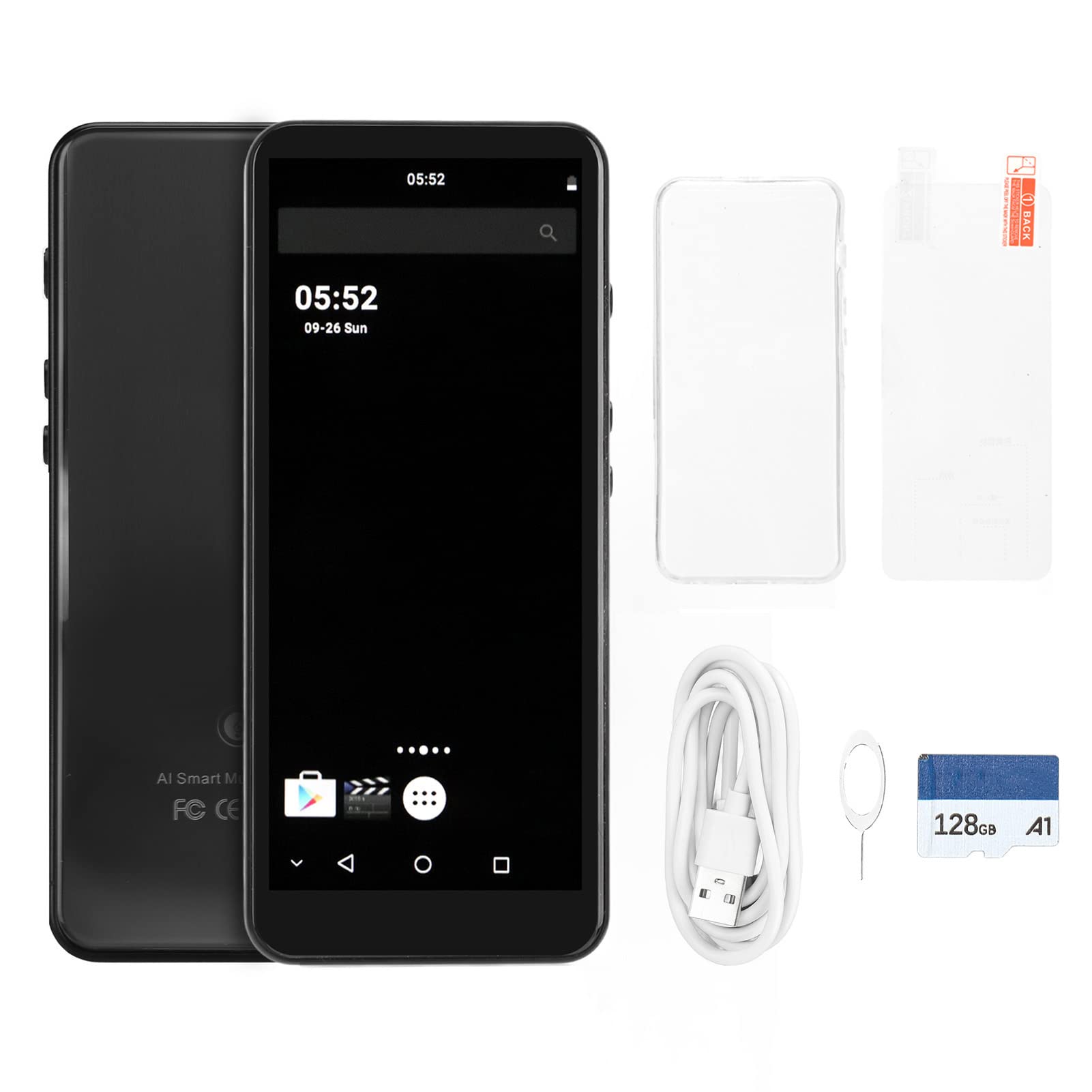 Reproductor de MP4 Inteligente HD de 5,0 Pulgadas, Reproductor de MP4 WiFi Bluetooth Portátil con Pantalla HD Completamente Táctil, Batería de Litio de Gran Capacidad y Chip Octa (128GB)