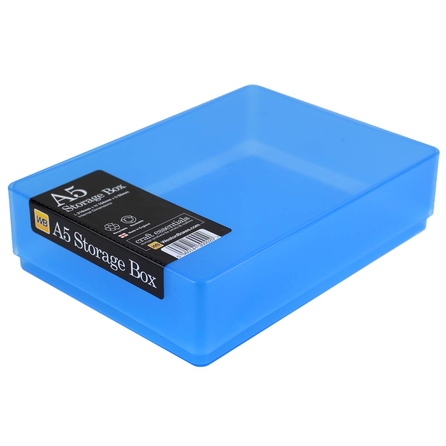 Westonboxes Blue A5 Colourful Storage Box With Lid, Craft And Office Storage