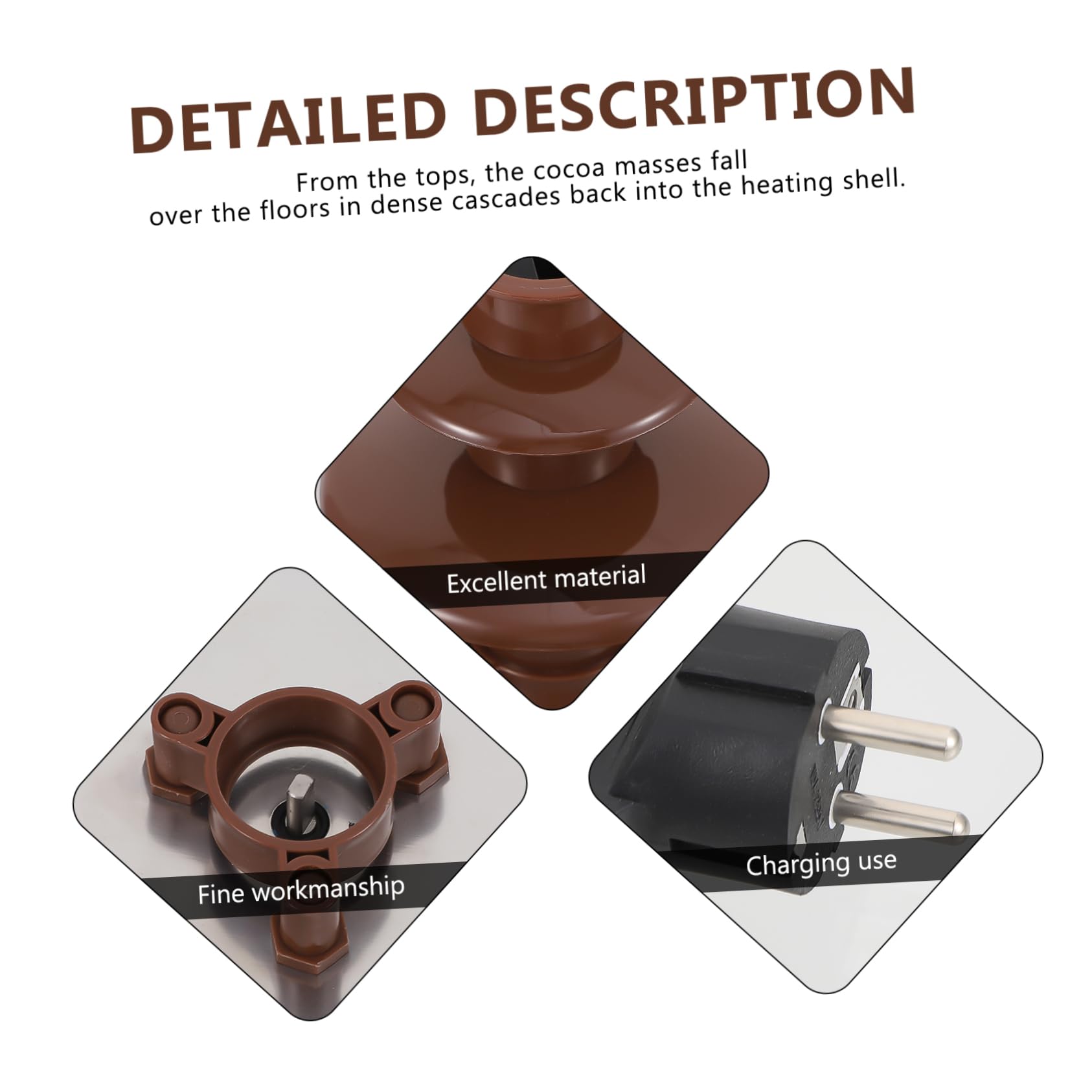 Fontaine à Fondue au Chocolat 3 Niveaux Marron Acier Inoxydable