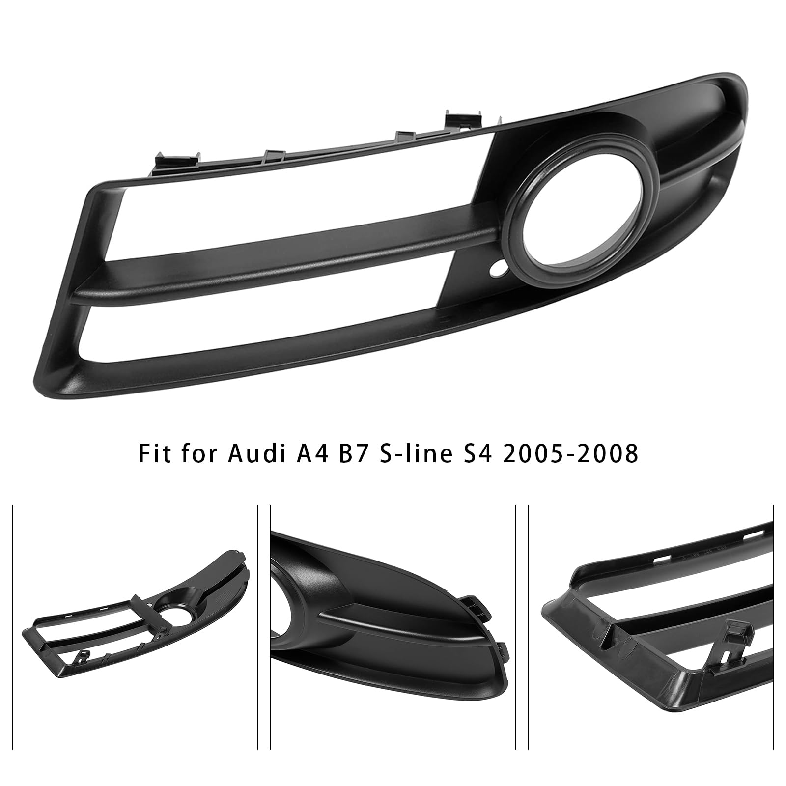 Griglia paraurti Anteriore Front Bumper Grille Fog Light Grill Fit for Audi A4 B7 S-Line S4 2005-08 Left Side (No Logo)
