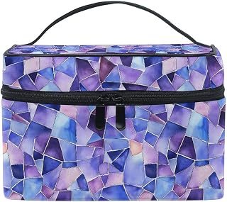 ALAZA Purple Stained Glass Large Makeup Bag Travel Cosmetic Bags Make Up Organizer Case
