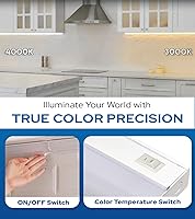 Vista 4 de Luces cableadas para debajo del gabinete de 24 pulgadas, 2 colores, 3000 K (blanco suave) y 4000 K (blanco frío), iluminación LED para debajo