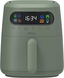 CRUX x Marshmello 3.0 QT Digital Air Fryer with TurboCrisp Technology, Touch Screen Temperature Control, Timer and Auto Shut-off, Fully Programmable, Silicone Cupcake Molds Included, Olive