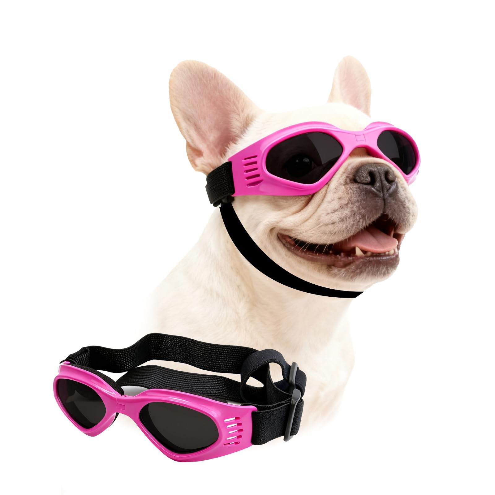 Petleso Dog Goggles Medium Breed, Small Dog Sunglasses Pet Eye Protection Windproof Anti-UV for Small to Medium Dogs, Pink