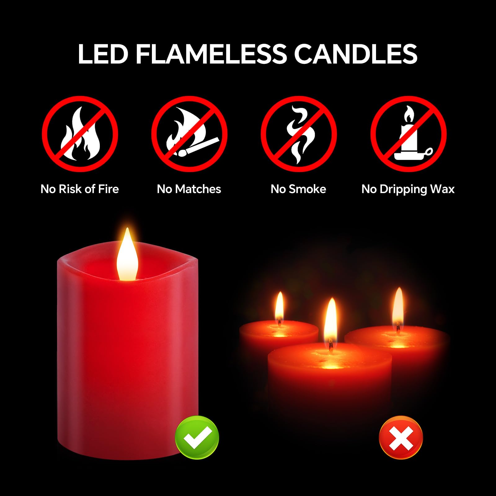 Juego de 1 velas parpadeantes sin llama de 3 x 4, velas LED de pilar de cera real con batería, con temporizador, velas sin llama de 4 pulgadas con control remoto, velas alimentadas por pilas,