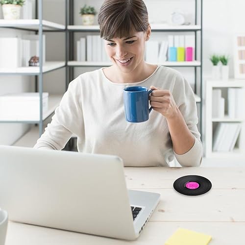 Miniatura 7 de Juego de 6 posavasos de disco de vinilo retro, juego de 6 con divertido perfecto para amantes de la música clásica, arte, coche, bar, té, mesa de