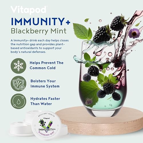 Miniatura 2 de Immunity+ BlackBerry Mint - Paquete de iniciación de cápsulas potenciadoras de agua con sabor a menta, sin azúcar, zinc, hierro, vitamina C,